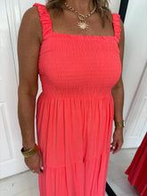 Load image into Gallery viewer, LILY Coral Tiered Sun Dress
