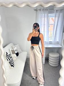 JAMIE Beige Stripe Wide Leg Jogger