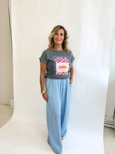 Load image into Gallery viewer, UMA Washed Grey/Capri Pink Print T-shirt
