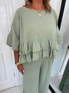 RUBY Khaki Linen Mix Co Ord