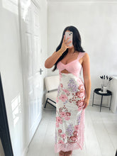 Load image into Gallery viewer, IMOGEN Pink Floral Lace Trim Dress
