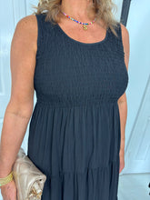 Load image into Gallery viewer, LOLA Black Ruched Vest Dress
