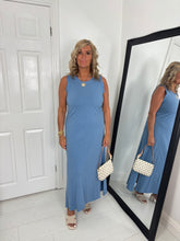 Load image into Gallery viewer, LANA Blue Frayed Detail Basic Maxi Dress
