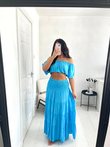 MIMI Blue Maxi Tiered Co Ord