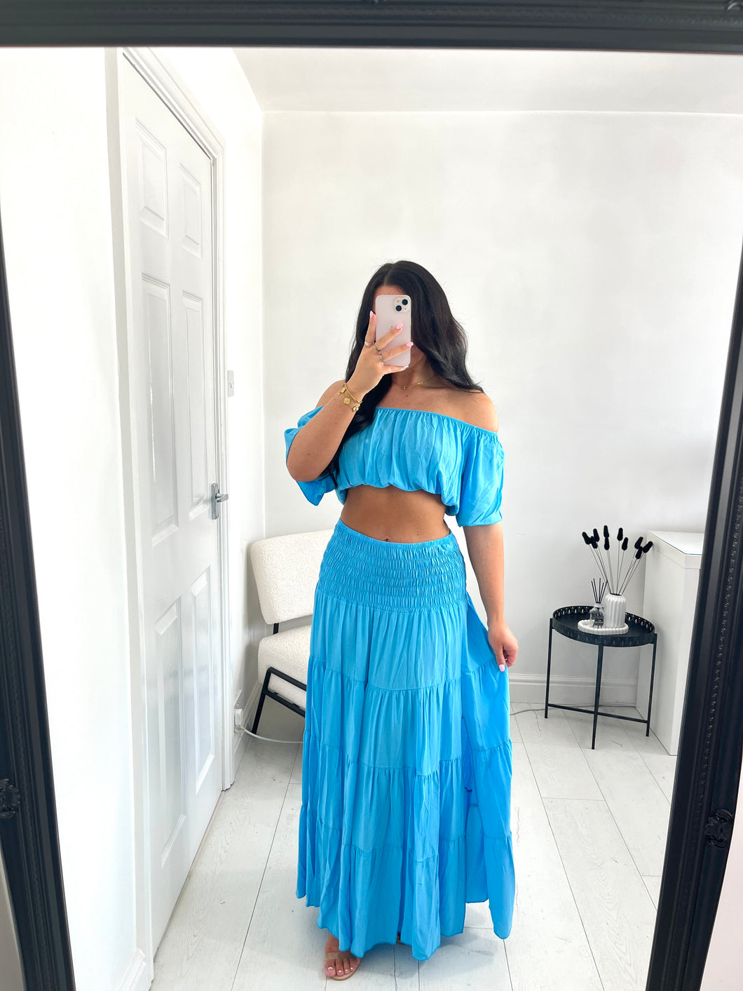 MIMI Blue Maxi Tiered Co Ord