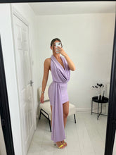 Load image into Gallery viewer, CHARLIE Lilac Halter Neck Backless Dress
