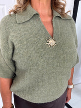Load image into Gallery viewer, LIBBY Green Knit V Neck Jumper
