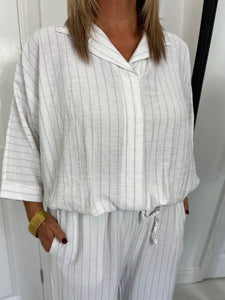 JENNA Off White With Pin Stripe Co Ord