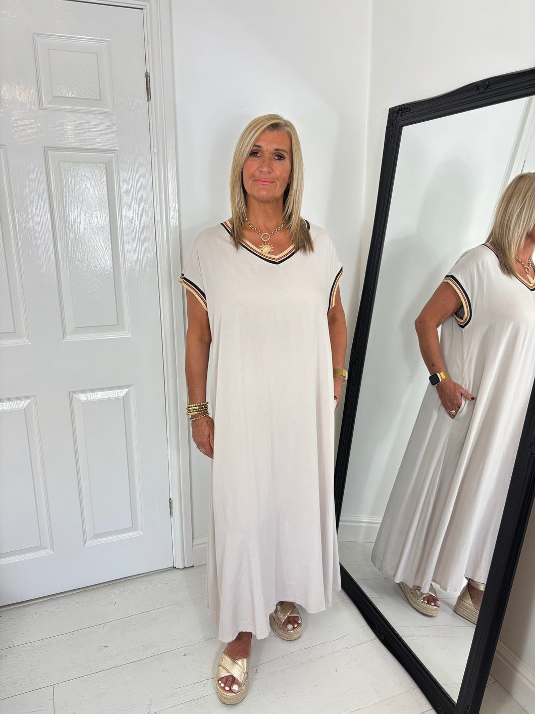 KATIE Taupe Loose Fit Midaxi Dress