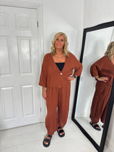 Load image into Gallery viewer, PEARL Rust Linen Mix Barrel leg Co Ord
