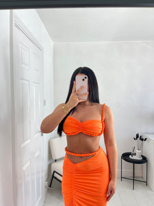 ZOEY Orange Twist Rope Strap Maxi Co Ord