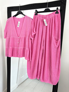 TIFFANY Bubblegum Pink Linen Mix Barrel Leg Co Ord