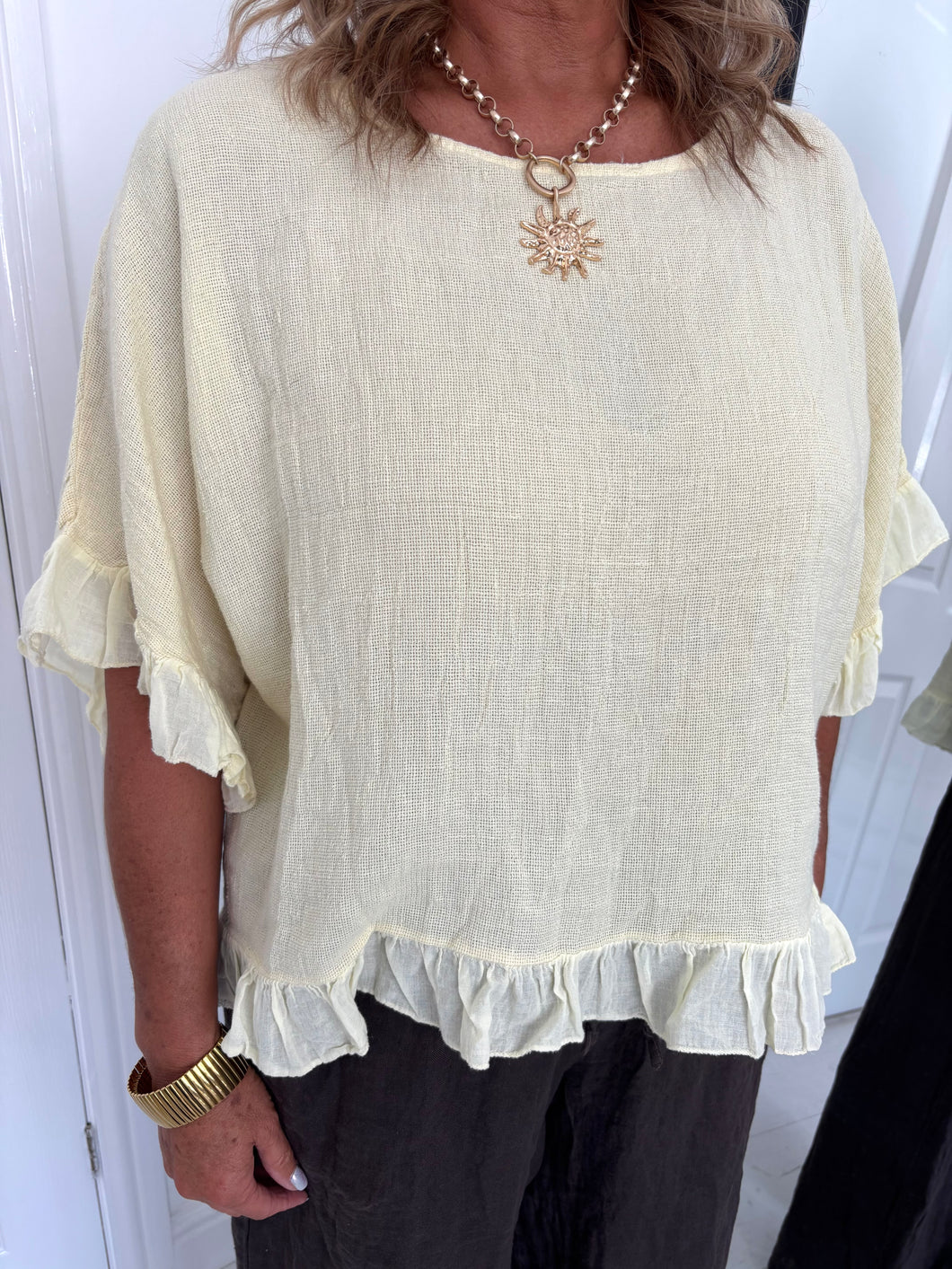 GINA Lemon Frill Top