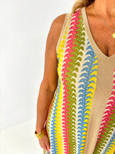 Load image into Gallery viewer, CORA Multi Coloured With Metallic Gold Midaxi Dress
