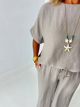 Load image into Gallery viewer, LOLA Taupe Linen Mix Co Ord With Necklace

