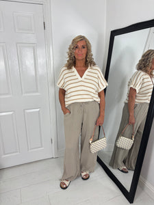 FREYA Cream/Taupe Knit Top