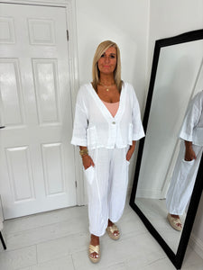 PEARL White Linen Mix Barrel leg Co Ord
