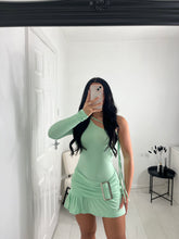 Load image into Gallery viewer, The ‘TAYA’ Mint One Sleeve Frill Dress
