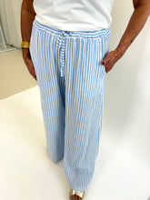 Load image into Gallery viewer, SARA Blue/White Light Linen Stripe Trouser
