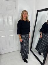 Load image into Gallery viewer, NOVA Black Polka Dot Midaxi Skirt

