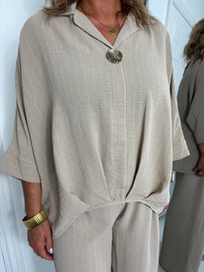 JESSIE Sand With White Pin Stripe Co Ord