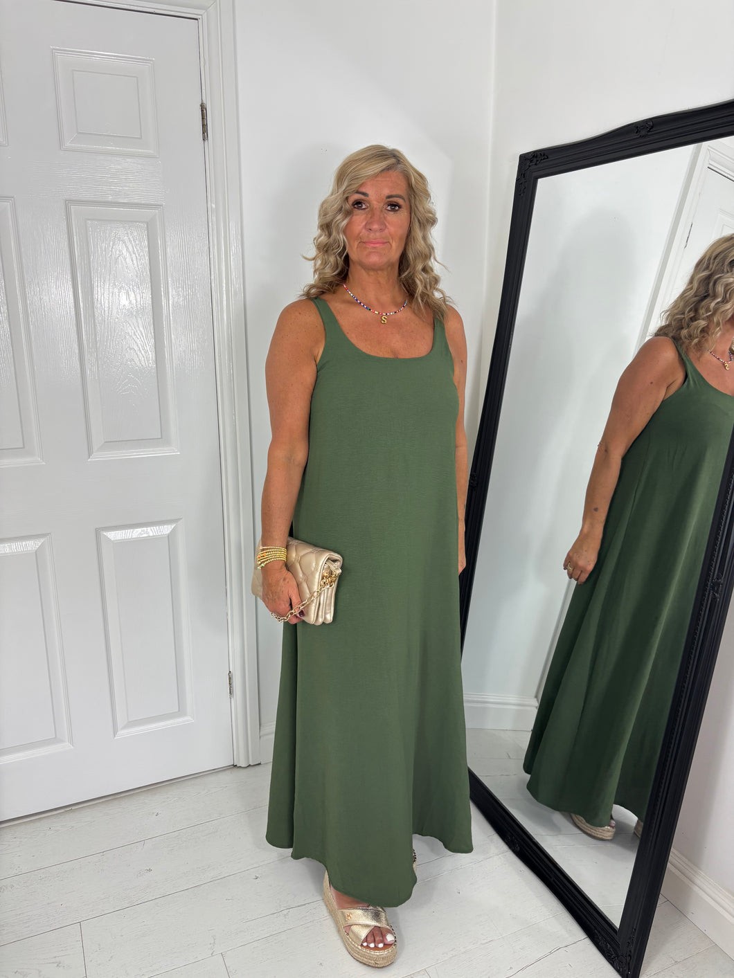 DINA Khaki Maxi Sun Dress