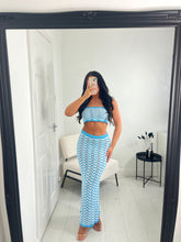 Load image into Gallery viewer, ZOE Blue/White Crochet Bandeau Co Ord
