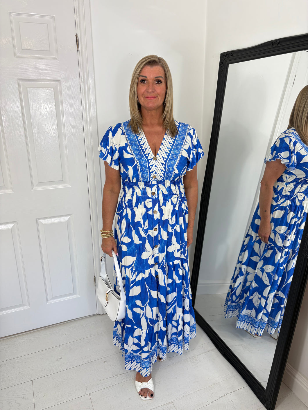 JOSS Royal Blue Midaxi Pattern Dress