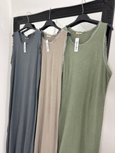 Load image into Gallery viewer, LANA Grey Frayed Detail Basic Maxi Dress
