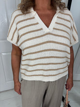 Load image into Gallery viewer, FREYA Cream/Taupe Knit Top
