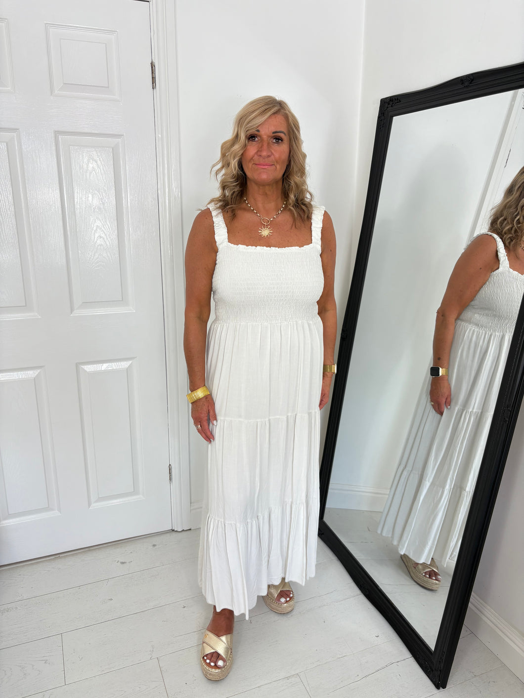 LILY Off White Tiered Sun Dress