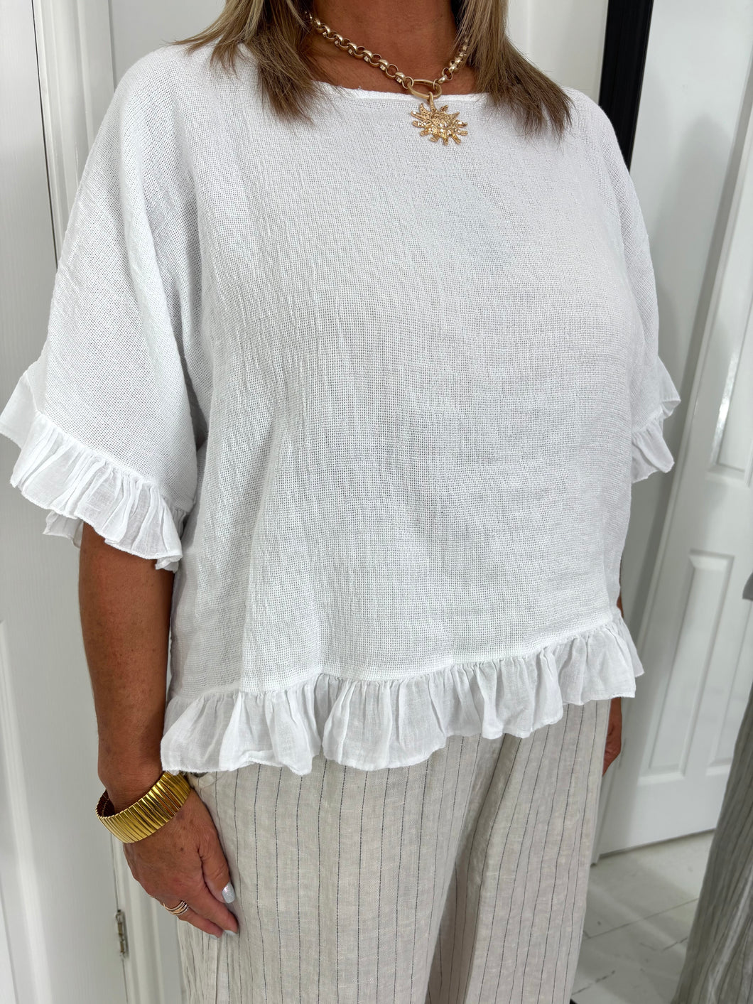 GINA White Frill Top