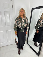 Load image into Gallery viewer, BLAIR Forest Green Autumn Print Blouse
