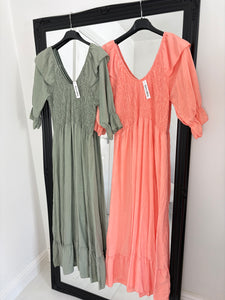DAISY Coral Midaxi Dress