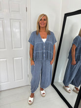 Load image into Gallery viewer, TIFFANY Denim Blue Linen Mix Barrel Leg Co Ord
