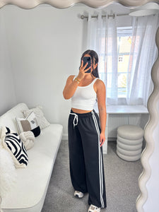 JAMIE Black Stripe Wide Leg Jogger