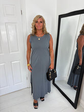 Load image into Gallery viewer, LANA Grey Frayed Detail Basic Maxi Dress

