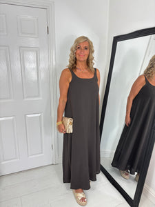 DINA Chocolate Brown Maxi Sun Dress