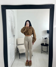 Load image into Gallery viewer, JAYDEN Cropped Camel Teddy Half Zip Jumper
