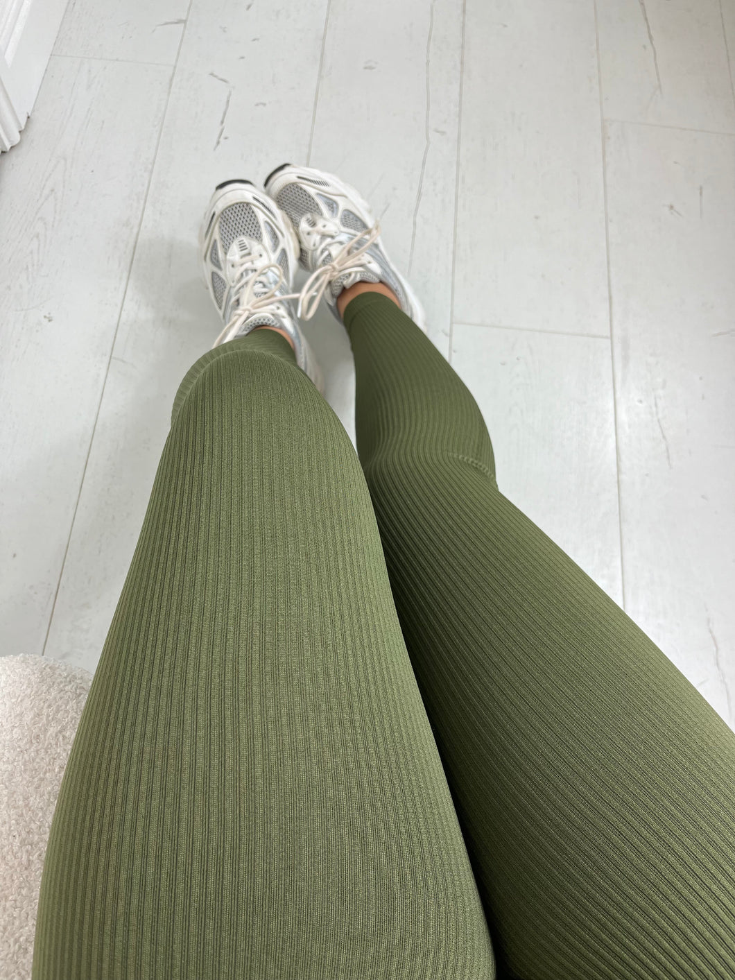 ROSE Khaki Ribbed Seamless Leggings