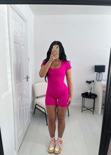 Load image into Gallery viewer, MEG Pink Short Sleeved Ribbed Unitard
