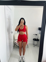 Load image into Gallery viewer, TALIA Red Ruched Gym Set
