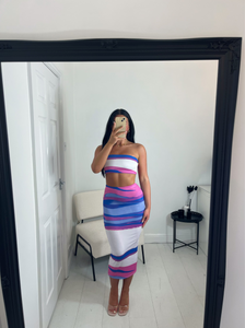 IZZY Pink/Blue Bandeau Co Ord