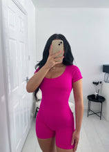 Load image into Gallery viewer, MEG Pink Short Sleeved Ribbed Unitard
