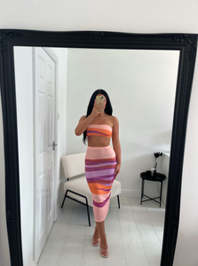 IZZY Pink/Purple Bandeau Co Ord