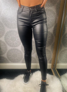 ELLA High Waisted Leather Look Jeans