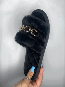 CASEY Black Luxury Slipper/Slider