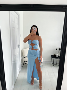 OLIVIA Baby Blue Sleeveless Cut Out Dress