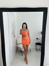 Load image into Gallery viewer, NICOLE Bodycon Ruched Cut out Orange Dress
