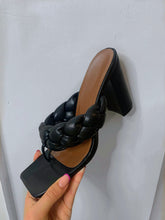 Load image into Gallery viewer, TORY Black Plaited Mule Block Heel
